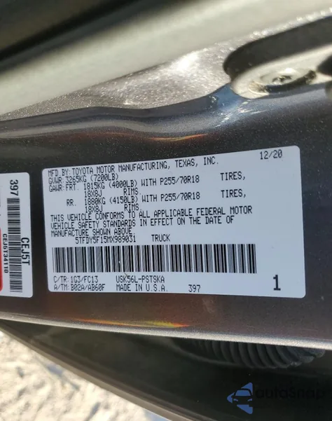 2021 Toyota Tundra Crewmax Sr5 z USA, uszkodzony, nr VIN 5TFDY5F15MX989031